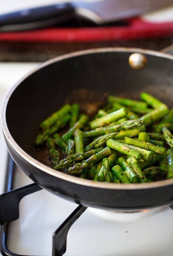 Asparagus roasting.