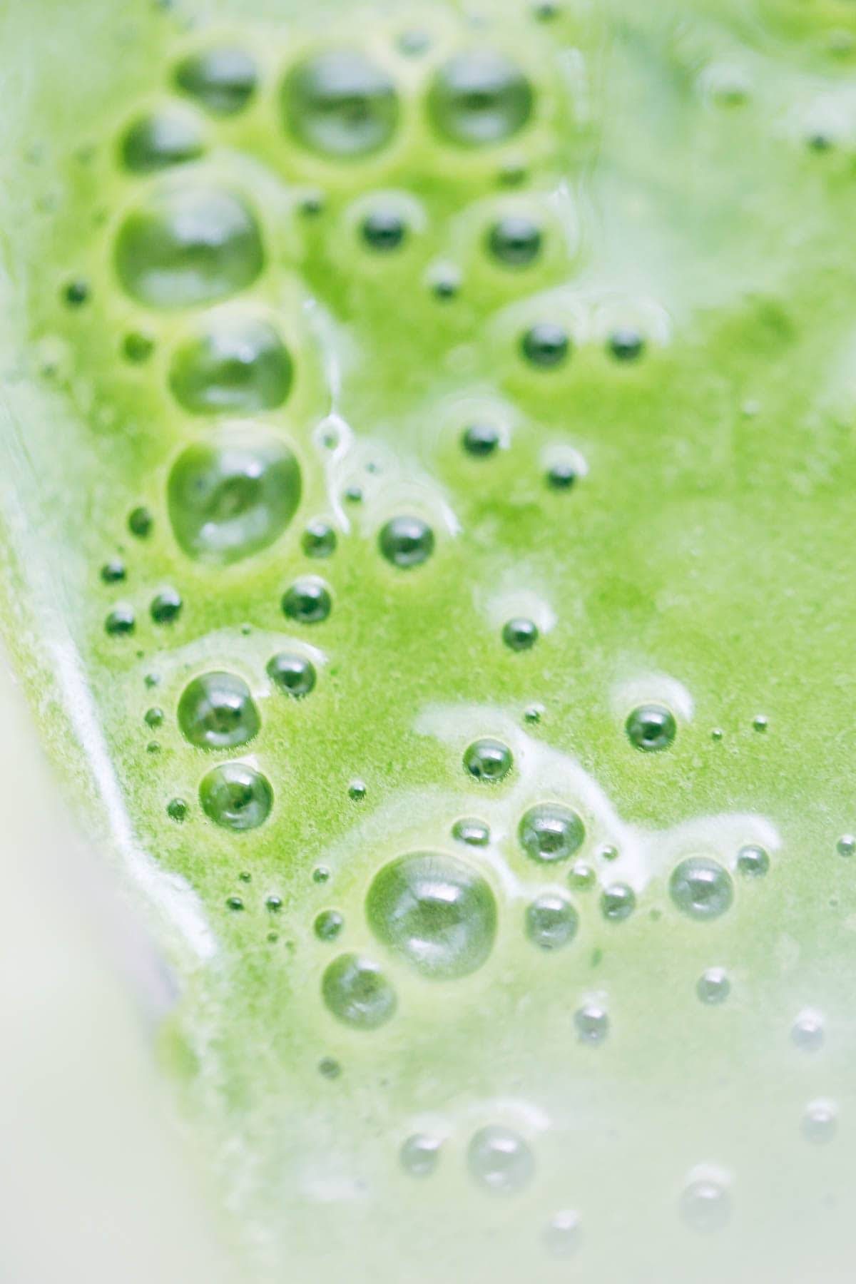 Coconut Green Smoothie close up.