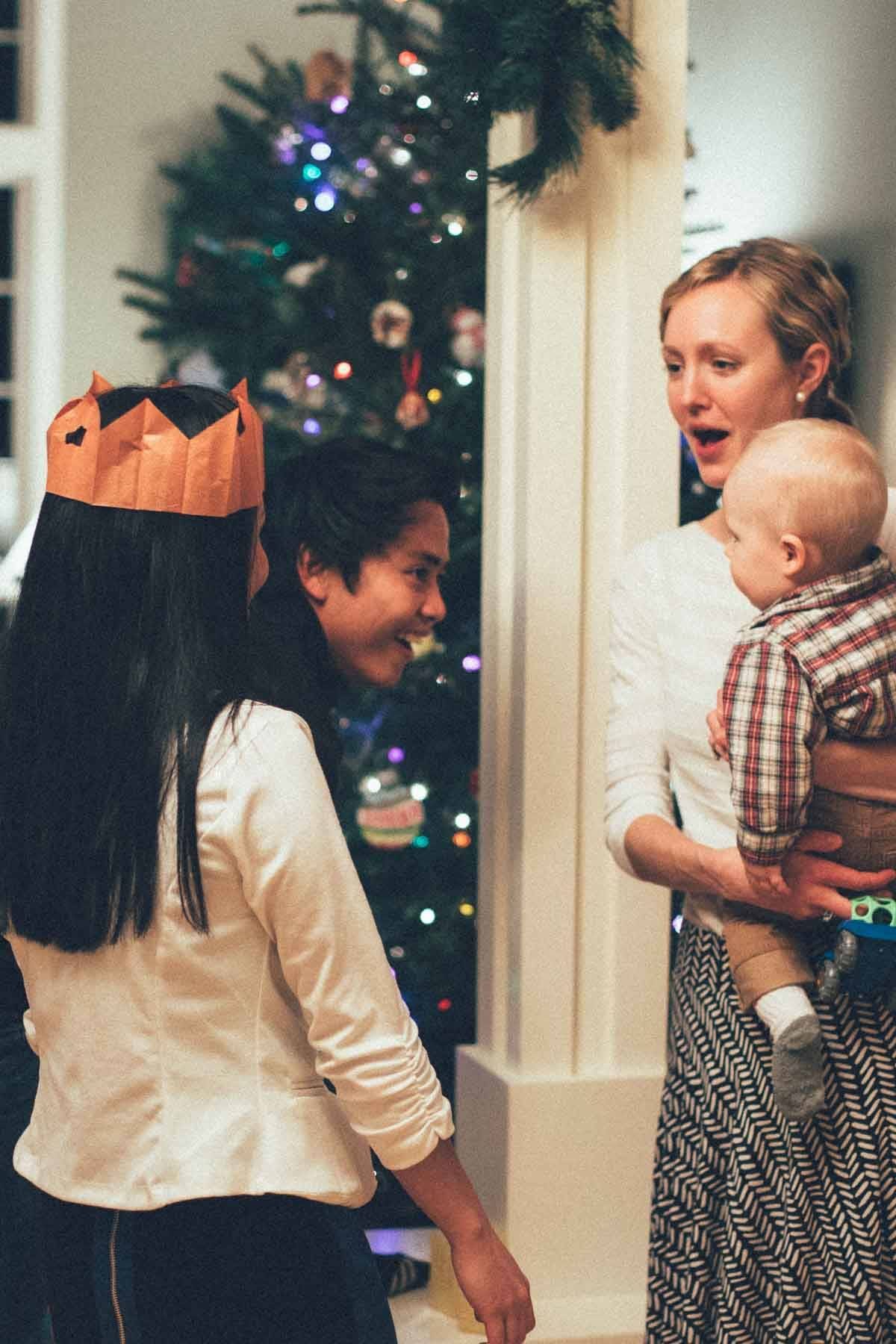 People talking to a baby.